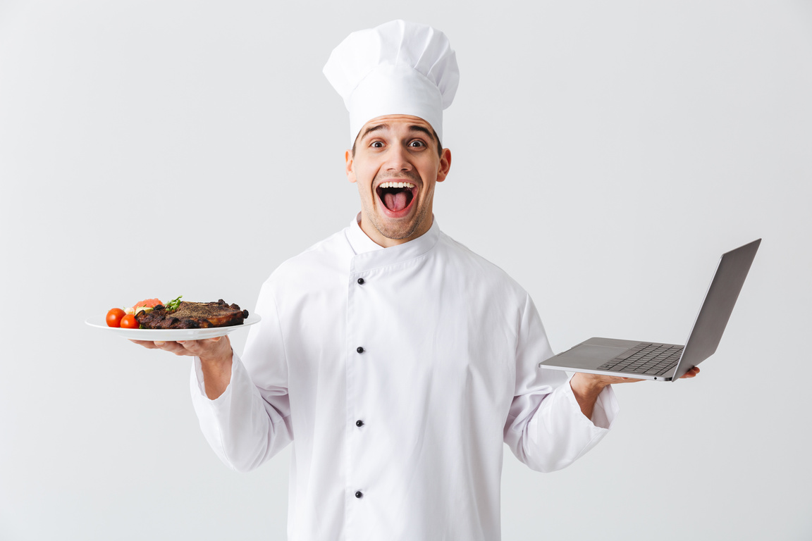 Excited Chef Cook Wearing Uniform